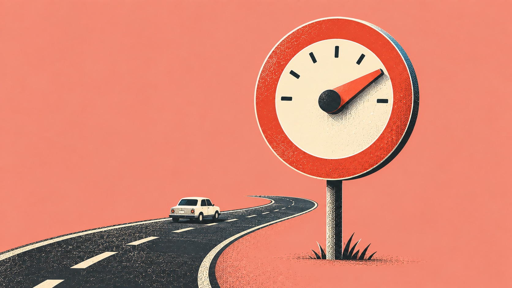 Illustration zum Tempolimit auf deutschen Autobahnen.